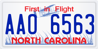 NC license plate AAO6563
