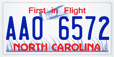 NC license plate AAO6572