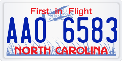 NC license plate AAO6583