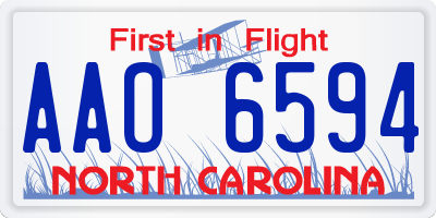 NC license plate AAO6594