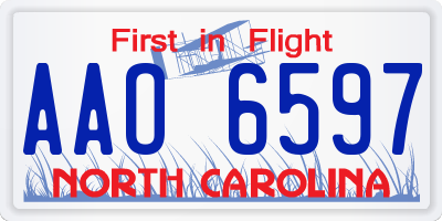 NC license plate AAO6597