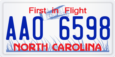 NC license plate AAO6598