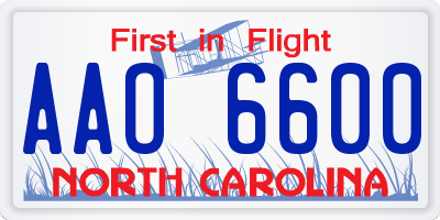 NC license plate AAO6600
