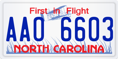NC license plate AAO6603