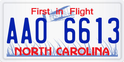 NC license plate AAO6613