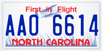 NC license plate AAO6614