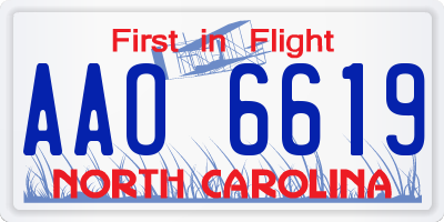 NC license plate AAO6619