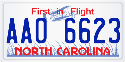 NC license plate AAO6623