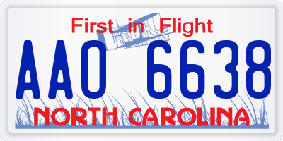 NC license plate AAO6638