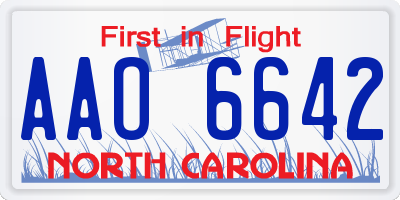 NC license plate AAO6642