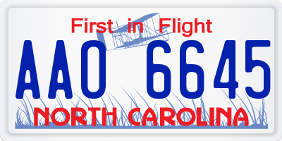 NC license plate AAO6645