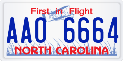 NC license plate AAO6664