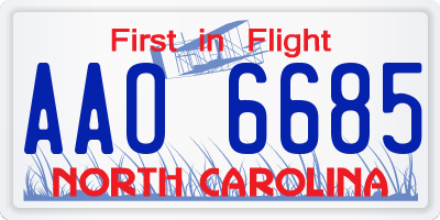 NC license plate AAO6685