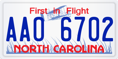 NC license plate AAO6702