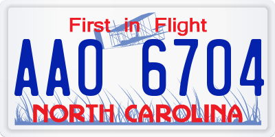NC license plate AAO6704