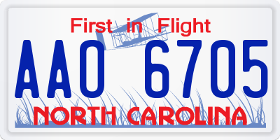 NC license plate AAO6705