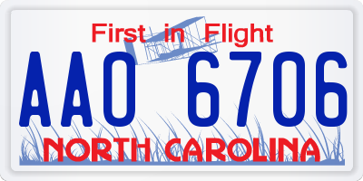 NC license plate AAO6706