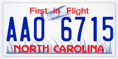 NC license plate AAO6715