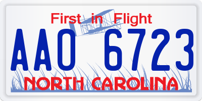 NC license plate AAO6723