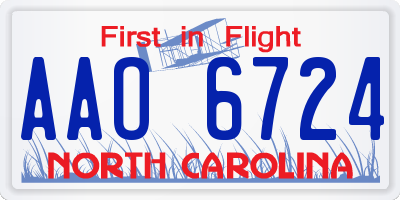 NC license plate AAO6724