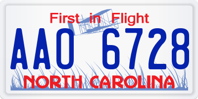NC license plate AAO6728