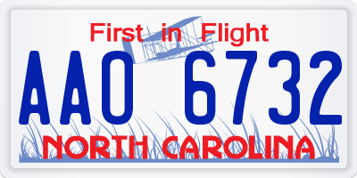 NC license plate AAO6732