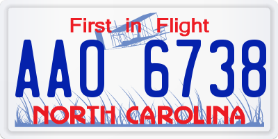 NC license plate AAO6738