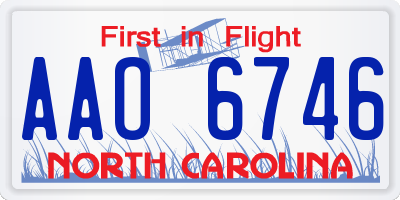 NC license plate AAO6746