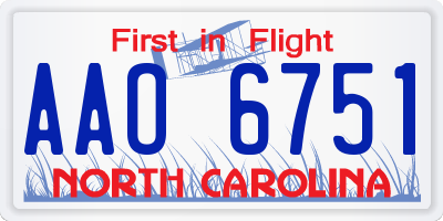 NC license plate AAO6751