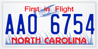 NC license plate AAO6754