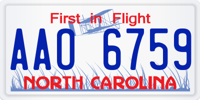 NC license plate AAO6759