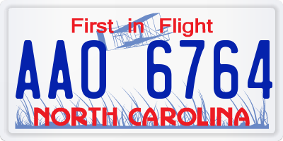 NC license plate AAO6764