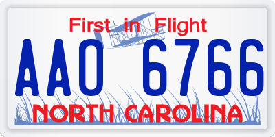 NC license plate AAO6766