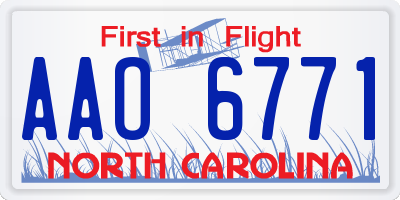 NC license plate AAO6771