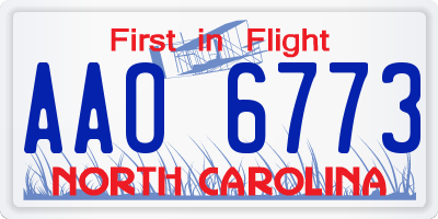 NC license plate AAO6773