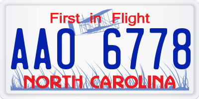NC license plate AAO6778