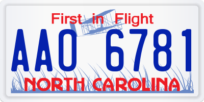 NC license plate AAO6781