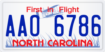 NC license plate AAO6786