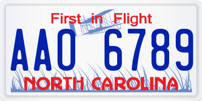 NC license plate AAO6789