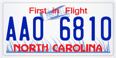 NC license plate AAO6810