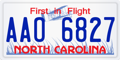NC license plate AAO6827