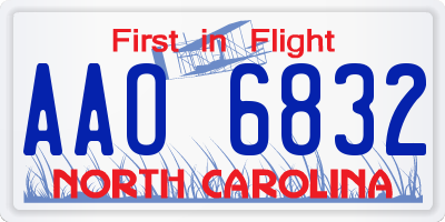 NC license plate AAO6832
