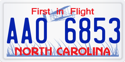 NC license plate AAO6853