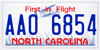 NC license plate AAO6854