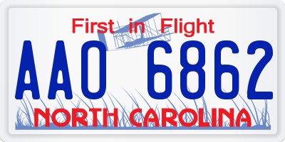 NC license plate AAO6862
