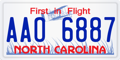 NC license plate AAO6887