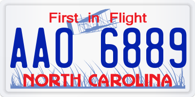 NC license plate AAO6889