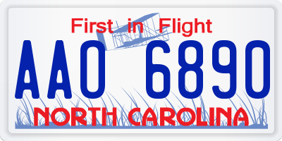 NC license plate AAO6890