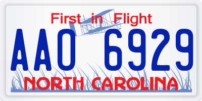 NC license plate AAO6929