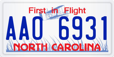 NC license plate AAO6931